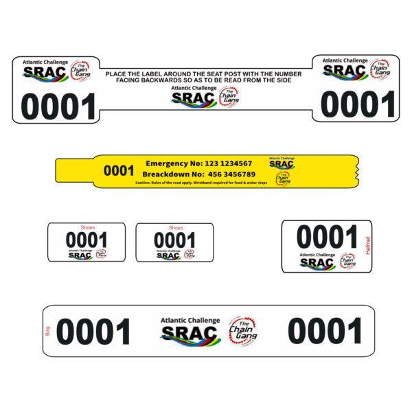 Bike Seat Post Sticker, Helmet Sticker, Bag Sticker, Shoe Stickers and Wristband - Triathlon Pack